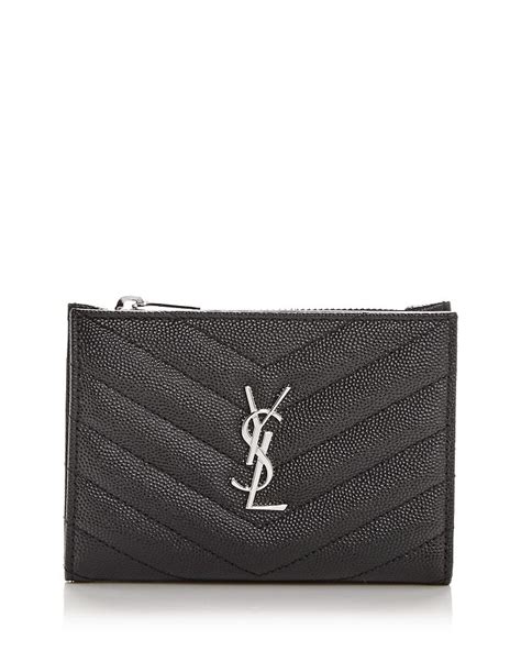 Saint Laurent Cassandre Matelassé Fragments Zipped Bi Fold Wallet