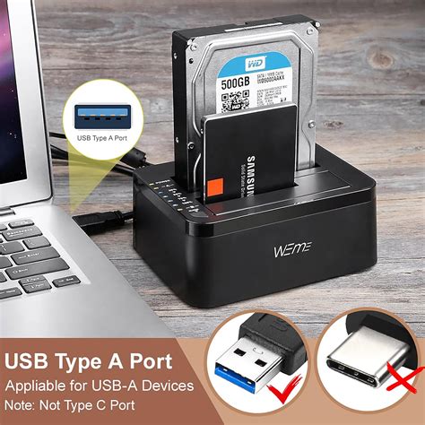 WEme Estación de acoplamiento de disco duro externo USB 3 0 a SATA de