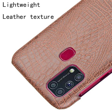 For Galaxy M Shockproof Crocodile Texture Pc Pu Case Brown