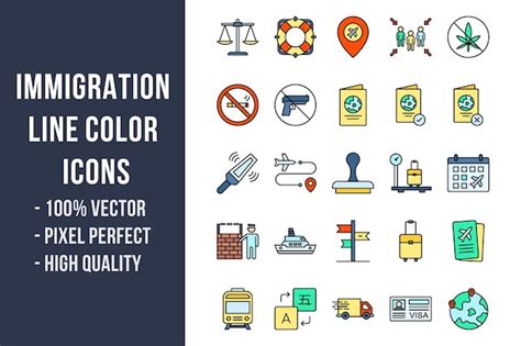 Premium Vector Immigration Line Color Icons