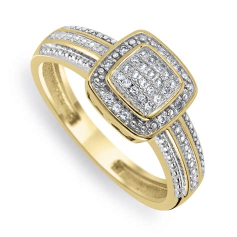 Yellow Gold Created White Sapphire & Diamond Women's Cushion Triple Set ...