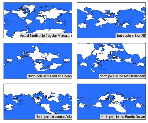 Mercator Projection About Different North Poles Maps