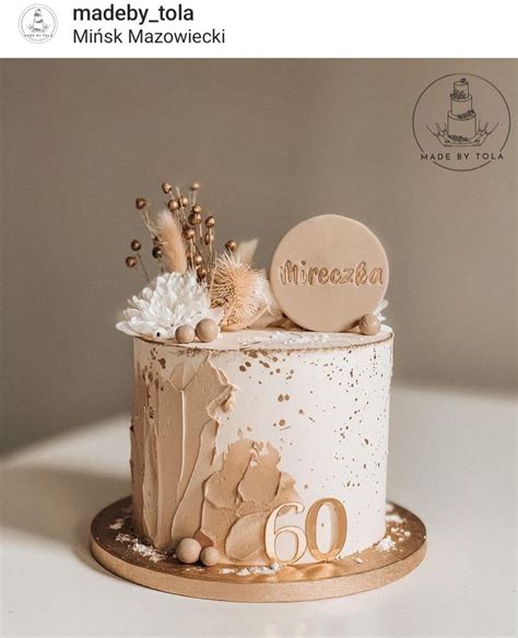 Rustic Gold Birthday Cake For 60th Anniversary