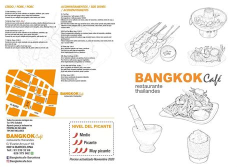 Menu at Bangkok Cafe, Barcelona