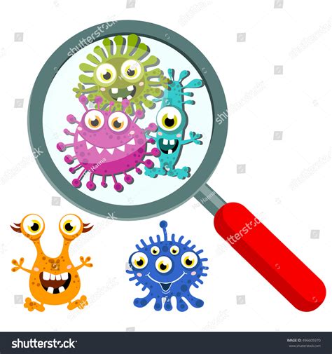 Magnifying Glass Look Through Germ Bacteria Stock Vector (Royalty Free
