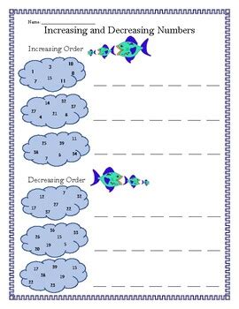 increasing  decreasing numbers worksheet  amanda blass tpt