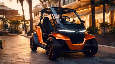 Golf Cart Of A Beautiful Transportation With Futuristic Design Ai