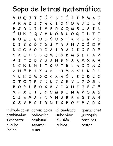 Sopa De Letras Matem Tica Word Search Wordmint Off