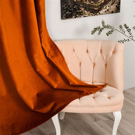 Burnt Orange Luxury Velvet Curtainscustom Madewindow Curtain Etsy