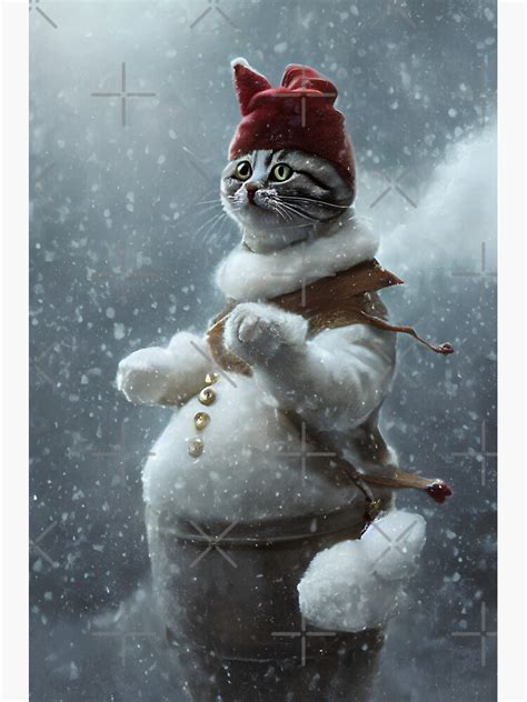 "Snowman Cat - cute winter christmas design for cat lovers" Sticker for ...