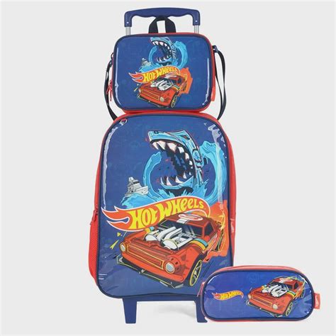 Kit Mochila Escolar Infantil Rodinha Lancheira e Estojo Hot Wheels em Promoção na Americanas