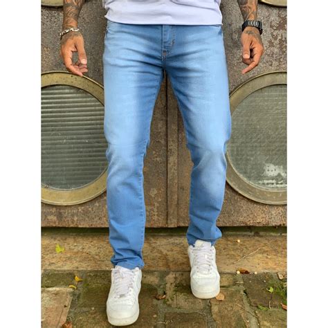 Calça Jeans Masculina Slim Fit C Elastano Lycra Premium Escorrega O