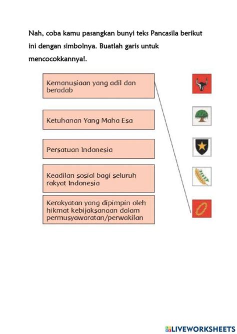 Pancasila Online Exercise For 1 Live Worksheets