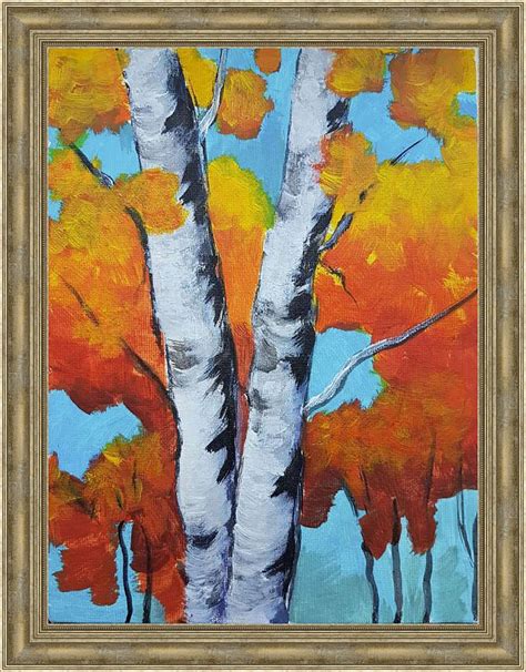 Birken Malerei Original Kunst Herbst Landschaft Acryl Malerei Etsy