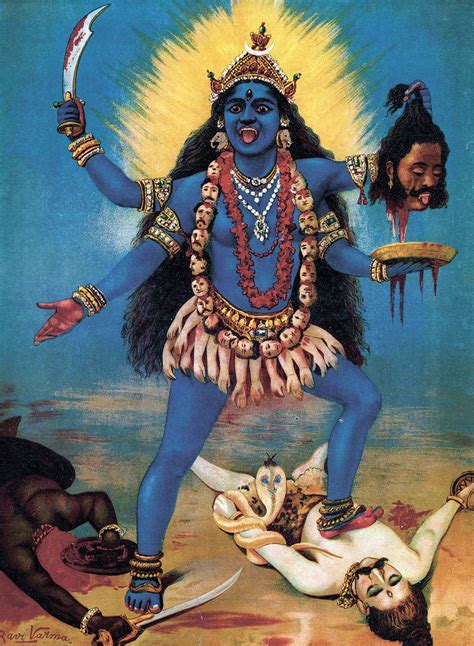 Raja Ravi Varma Kali Trampling Shiva Canvas Print Wall Art Paintings Of