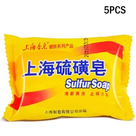 Shanghai Sulphur Soap 5 Pcs Sulfur Soap For Eczema Acne Psoriasis