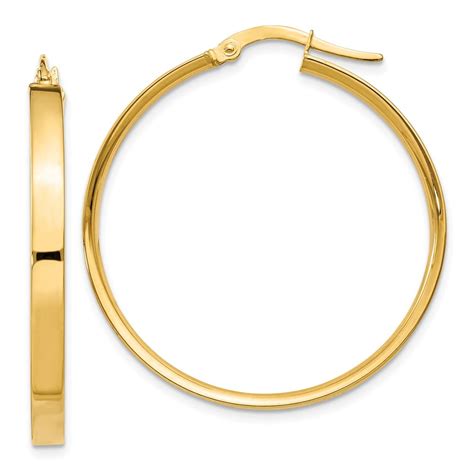 14k Yellow Gold 3mm Xl Extra Large Big Tube Hoop Earrings 33mm X 3mm