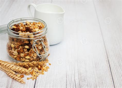 Homemade Granola In Jar Stock Photo At Vecteezy