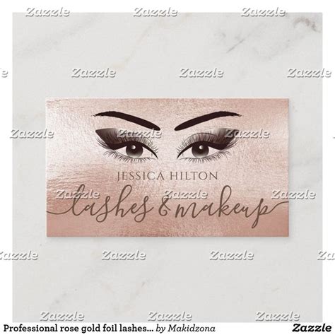 Professional Rose Gold Foil Lashes Makeup Business Card