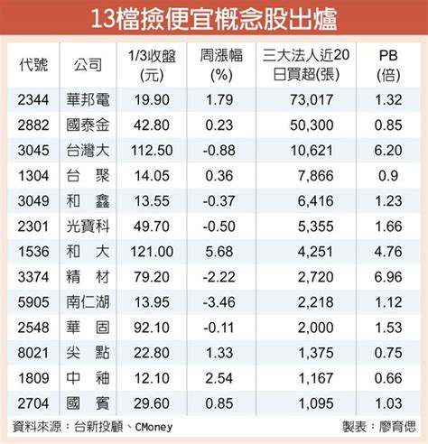 13檔撿便宜概念股 醞釀反彈 證券．權證 工商時報