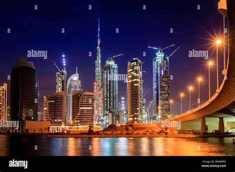 View of Dubai downtown skyline at night Stock Photo - Alamy