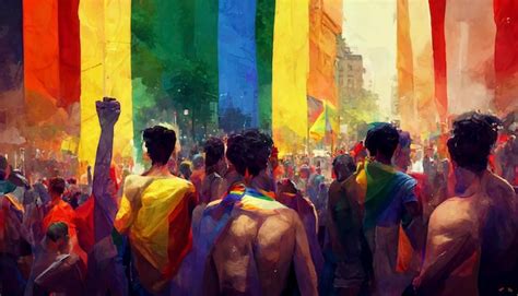 Hermosa Ilustraci N Animada Del Orgullo Gay Marcha Del Orgullo Foto Premium