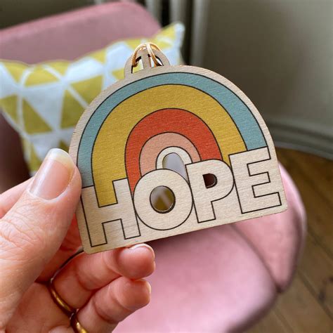 Hope Wooden Decoration Hanging Ornament Positivity Hope Etsy