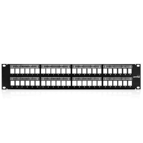 Leviton Quickport Unloaded 2u 48 Port Flat Patch Panel Black