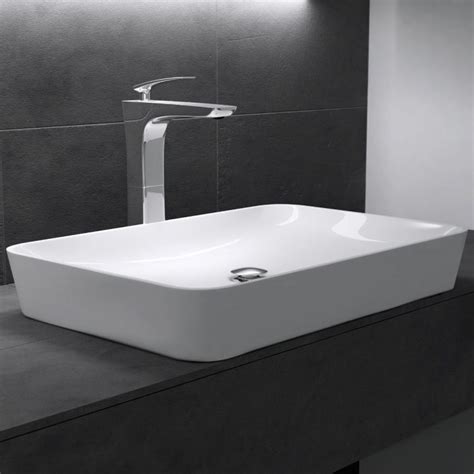 Lavoar EGO 815 Alb Lucios 60x40 Cm Montaj Pe Blat Compozit Marmura