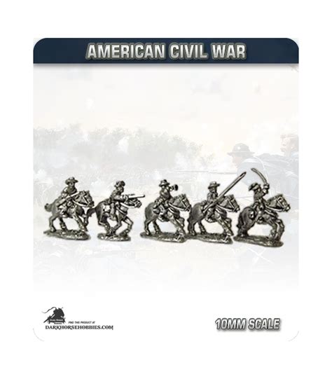 10mm American Civil War Confederate Cavalry With Command Dark Horse