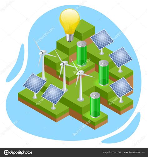 Isometric Eco Friendly And Green Energy Concept Renewable Energy