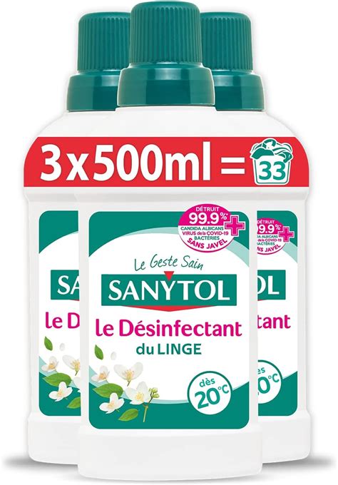 Sanytol Désinfectant du Linge Parfum Fleurs Blanches Lot de 3