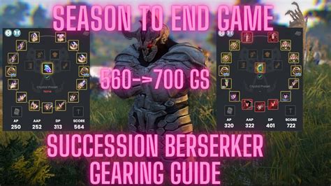 Succession Berserker Gearing Crystal Artifact PvE Guide Season To End