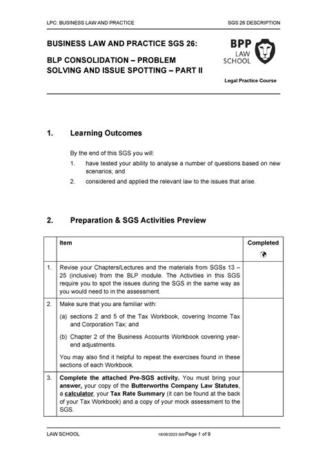 BLP SGS 26 Description 23 24 LPC BUSINESS LAW AND PRACTICE SGS 26