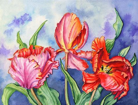 Parrot Tulips 2 Painting by Lynne Henderson