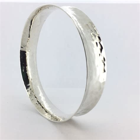 Sterling Silver Hammered Bangle Bracelet - Mima's Of Warwick, LLC