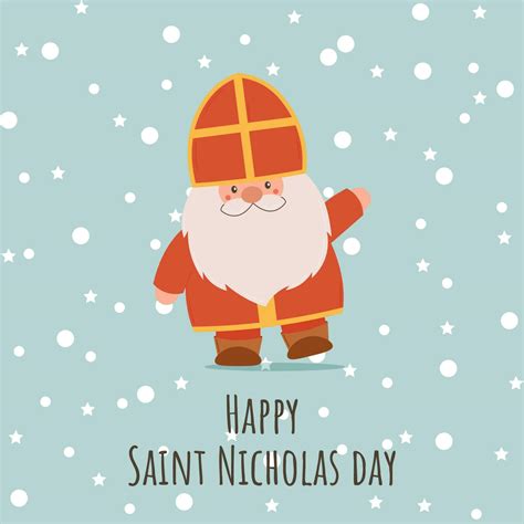 Happy Saint Nicholas Day Sinterklaas Eve Greeting Card With Cute