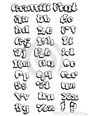 Graffiti Outline Font Set in Black Ink