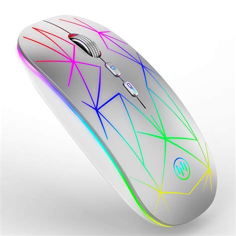 Uiosmuph Wireless Rechargeable Mouse Silent LED Computer Mouse with USB ...