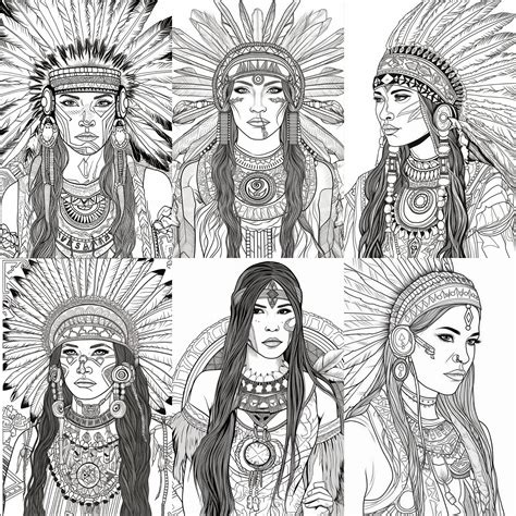 Native American Woman Coloring Pages Printable Coloring Etsy