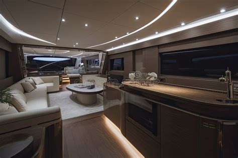 Luxury Traveling. Interior of Modern Motor Yacht Stock Image - Image of ...