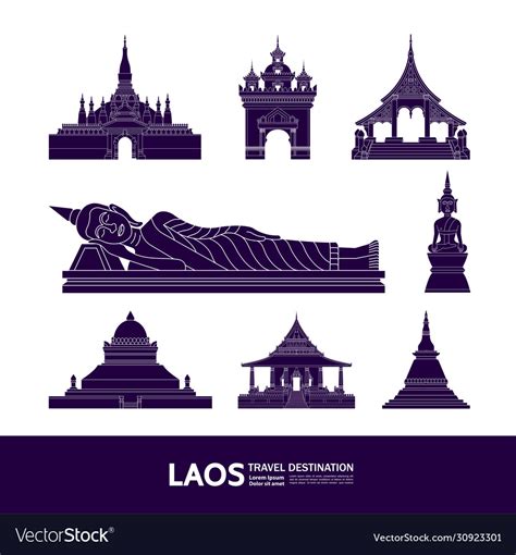 Laos travel destination Royalty Free Vector Image