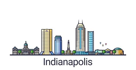 Premium Vector Banner Of Indianapolis City In Flat Line Trendy Style