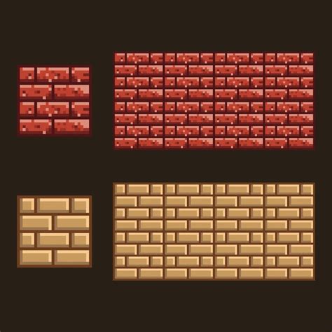 Premium Vector Brick Wall Pixel Art Bit Texture Brick Stone Wall