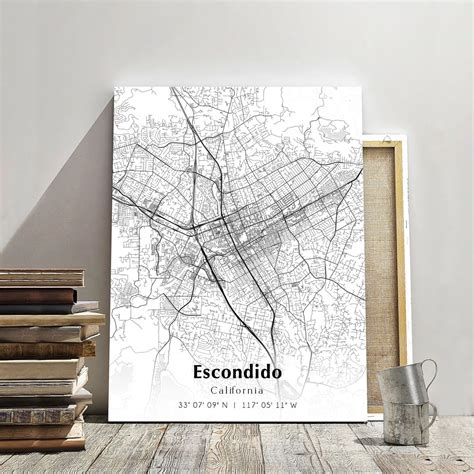 Escondido City Map Print, Escondido California Map Poster, USA City ...