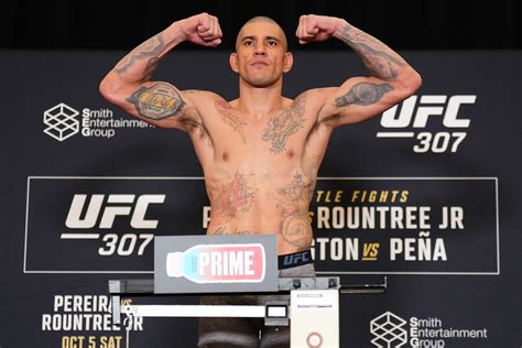 UFC 307 Weigh In Results Alex Pereira Raquel Pennington Set For Title