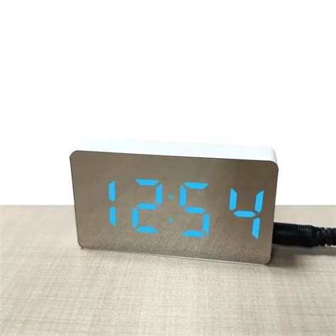 Зеркальные настольные часы с цифровым USB-будильником, беззвучные часы ...