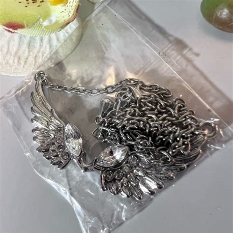 Oker Brand | Jewelry | Angel Wings Rhinestone Silver Choker Necklace ...