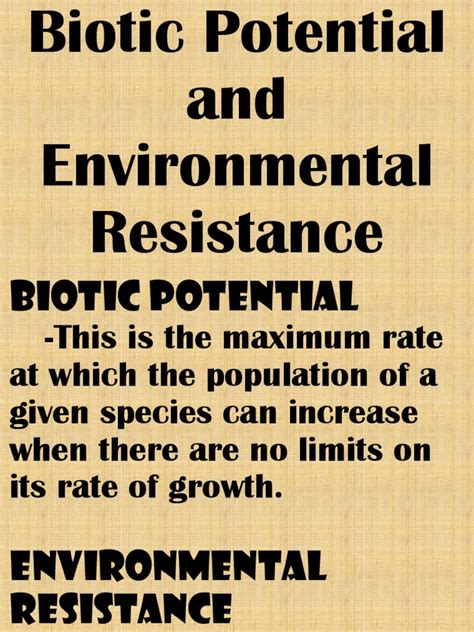 Biotic Potential and Environmental Resistance | PDF