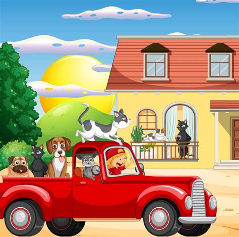 Outdoor scene with domestic animals 7775608 Vector Art at Vecteezy